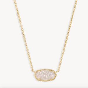 NWT Kendra Scott Elisa Gold Pendant Necklace in Iridescent Drusy